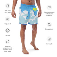 [PMTYD] -  Ocean Blue MELANGE Recycled Swim Trunks - Thumbnail 10