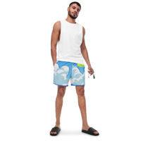 [PMTYD] -  Ocean Blue MELANGE Recycled Swim Trunks - Thumbnail 28