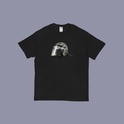 Crystal ball police helmet t shirt black