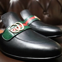 Crafted Leather Handmade Classic Black Moccasin Shoes Formal Leather Horsebit Mules  - Thumbnail 3