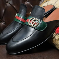 Crafted Leather Handmade Classic Black Moccasin Shoes Formal Leather Horsebit Mules  - Thumbnail 5