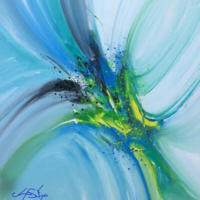 Aqua burst abstract art print