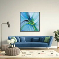 Aqua Burst Abstract Art Print - Thumbnail 3
