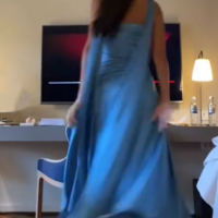 Elegant Strapless A Line Blue Prom Dress,Evening Dress - Thumbnail 5