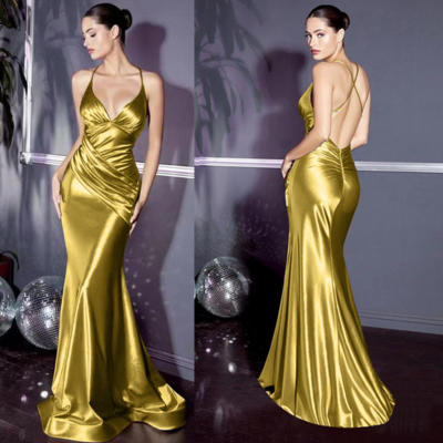 Sexy slim fishtail suspender backless evening dress  - Thumbnail 1