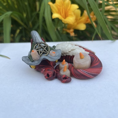 Noct the Sleepy Yule Candle Dragon