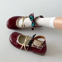 Cherry Red Ballet Style Mary Jane Shoes - Thumbnail 1