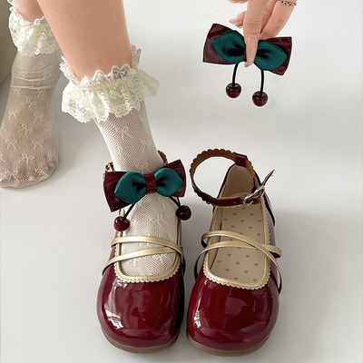 Cherry red ballet style mary jane shoes
