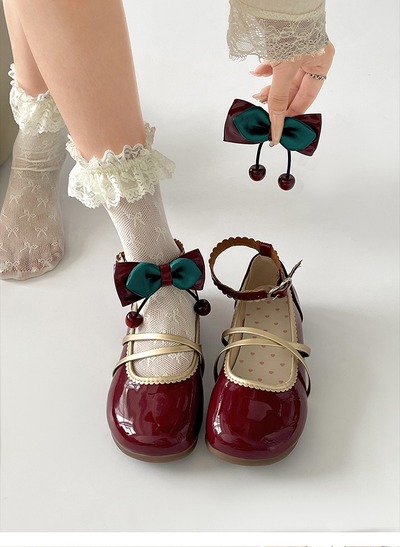 Cherry Red Ballet Style Mary Jane Shoes