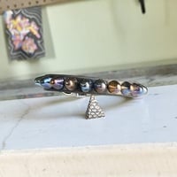 1-row rainbow short british stud black wristband - Thumbnail 2