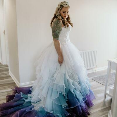 Plus size ombre wedding dress, organza  bridal gowns wedding dress - Thumbnail 2