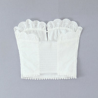 Heavy embroidery drawstring heart lace slim tube top - Thumbnail 4