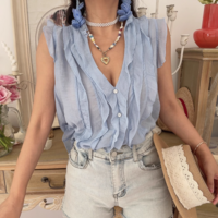 French style layered drape top - Thumbnail 2