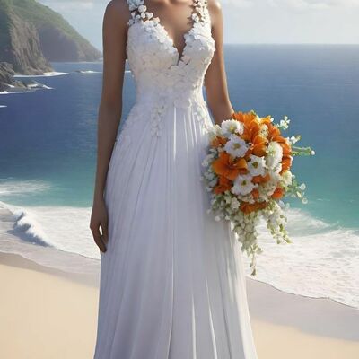 Beach boho wedding dress, mermaid lace bridal dress bridal gown