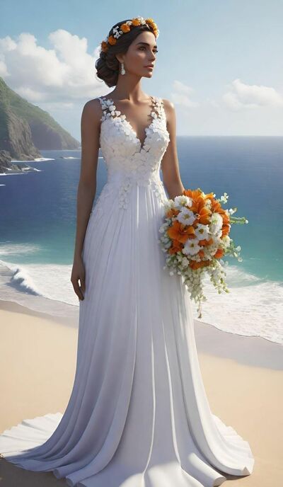Beach Boho Wedding Dress, Mermaid Lace Bridal Dress Bridal Gown