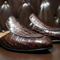Crafted Leather Handmade Men Dress Shoes Classic Brown Crocodile Leather Alligator Mules  - Thumbnail 4