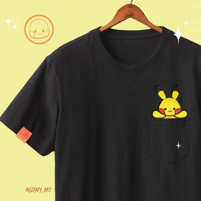 Pocket pet embroidered shirt