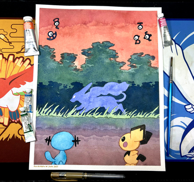 ORIGINAL Suicune Watercolor Painting