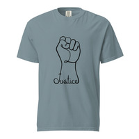 Justice Fist Unisex 100% Cotton Heavyweight Soft Breathable T-Shirt Activist Statement Protest Graphic Tees  - Thumbnail 4