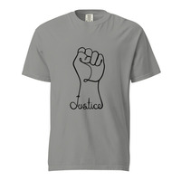Justice Fist Unisex 100% Cotton Heavyweight Soft Breathable T-Shirt Activist Statement Protest Graphic Tees  - Thumbnail 8