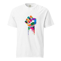 Rainbow Protest Fist Unisex 100% Cotton Heavyweight Soft T-Shirt Social Justice Activism Activist Political Statement Protest Graphic Tees  - Thumbnail 52