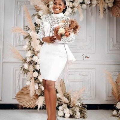 Mini short wedding dress, african girls beach boho lace bridal dress bridal gown