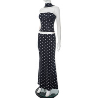 Simple and fashionable niche printed tube top dress suit - Thumbnail 3