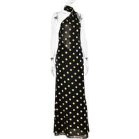 Elegant halterneck backless polka dot chiffon slim-fit maxi dress - Thumbnail 7