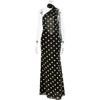 Elegant halterneck backless polka dot chiffon slim-fit maxi dress - Thumbnail 1