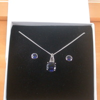 BOXED GIFT SET/925 Sapphire (Lab Created) Gemstone Pendant & Chain/Sapphire Jewelry/Silver Sapphire Necklace/Sapphire Earrings/UK - Thumbnail 10