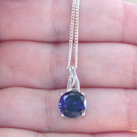 BOXED GIFT SET/925 Sapphire (Lab Created) Gemstone Pendant & Chain/Sapphire Jewelry/Silver Sapphire Necklace/Sapphire Earrings/UK - Thumbnail 3