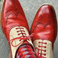 Men’s Shiny Red Dress Shoes Patent Leather Oxfords for Wedding or Business - Thumbnail 1