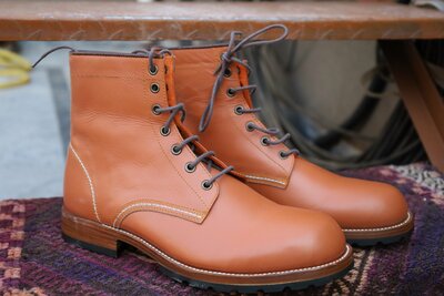 Crafted Leather Handmade Men Brown Leather Ankle High Boot