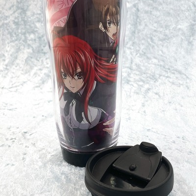 Highschool dxd issei hyodo and rias coffee tumbler with closable lid