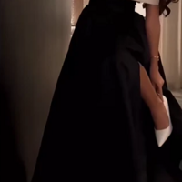 Luxury Black And White Satin Prom Dresses With Removable Tail - Thumbnail 1