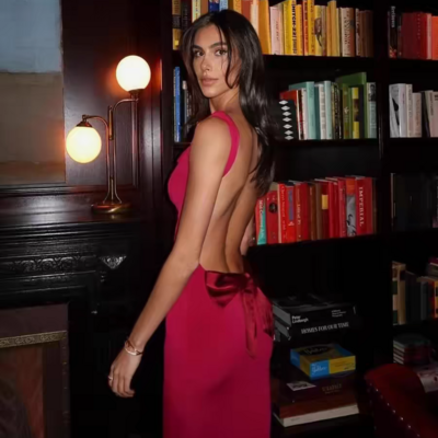 Dark red evening dress,backless with bowknot party dress, mermaid prom dress