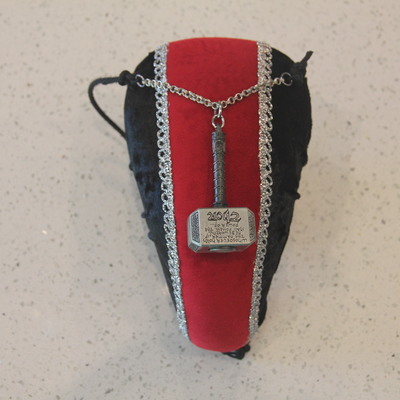 Thor's hammer (silver/red/blk)