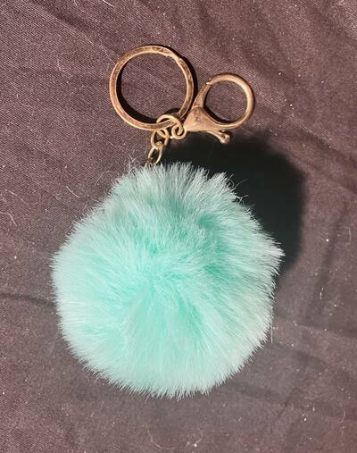 Teal Faux Rabbit Pom Pom Fur Ball Keychain/Car Key Ring/Handbag Keyring Charm msm_enterprisesinc msm_