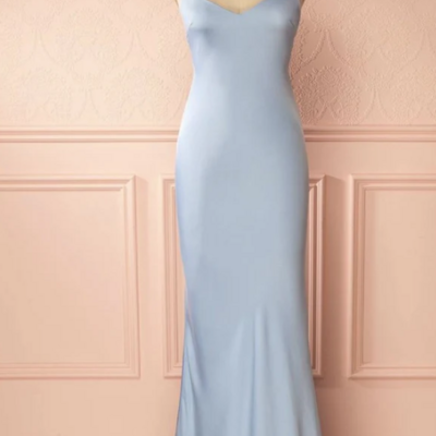 Elegant sheath/column light blue prom dress