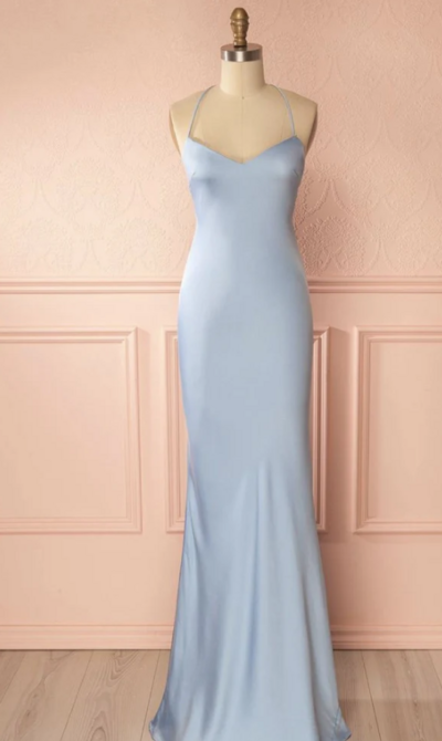 Elegant Sheath/Column Light Blue Prom Dress