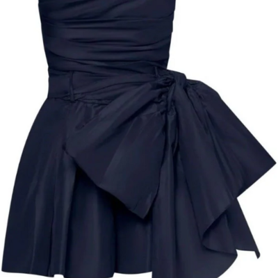 Strapless navy blue short homecoming dresses