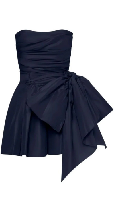 Strapless Navy Blue Short Homecoming Dresses