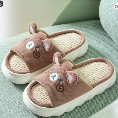 Cartoon animal shape slippers – women’s four seasons indoor home linen slippers | cute, comfy & breathable with non-slip pvc soles