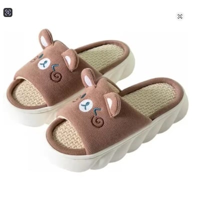 Cartoon animal shape slippers – women’s four seasons indoor home linen slippers | cute, comfy & breathable with non-slip pvc soles