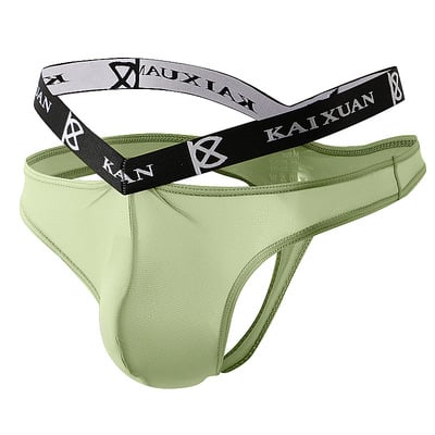 Mixed-color 5pk mens sexy underwear ice-silk cut-out nylon tagless thong t-string underpants kx021dk