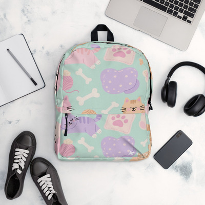 Women cute backpack whisker wonderland a playful cat pattern