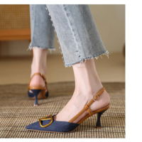 Retro Vintage Pointed Toe High Heels - Thumbnail 3