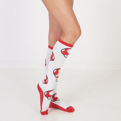 Bioworld mario's mushroom people half calf socks