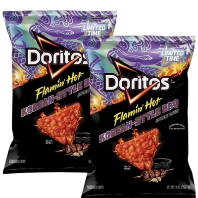 Doritos flamin hot korean-style bbq tortilla chips (2-bags)