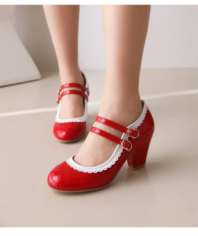 Vintage Retro Style Patent Leather Mary Jane Shoes